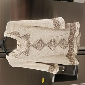 💕FREE PEOPLE💕 Poncho Style Kangaroo Pocket Tunic Hoodie ~ Tribal Aztec Medium